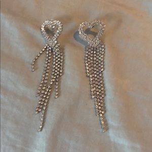 Heart fringe crystal earrings